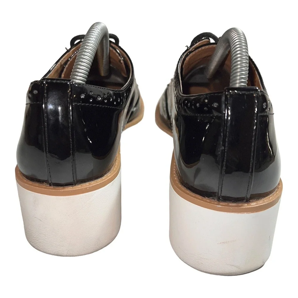 Madden Girl G-class Oxfords Platform Shoes Size 9.5 M Black Glossy